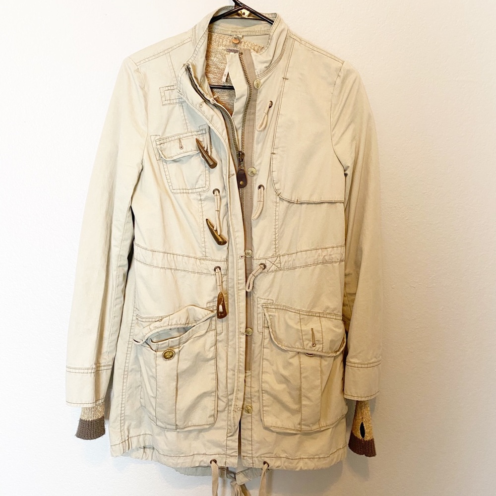 Free People Military Trench Coat Zip In Sweater